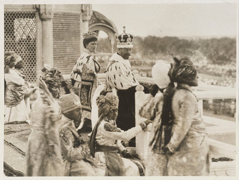 Photograph of King George V and Queen Mary at their durbar in India, 1911
