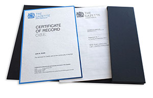Deluxe presentation pack - Certificate of Record