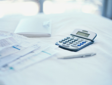 Blue calculator on a white background