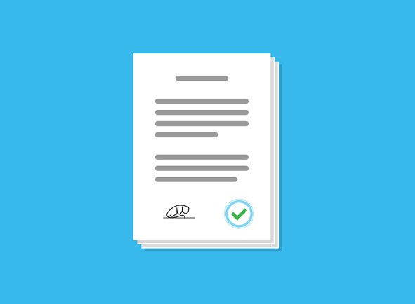 Vector of a contract on a blue background