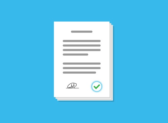 Cartoon of a contract with nondescript writing