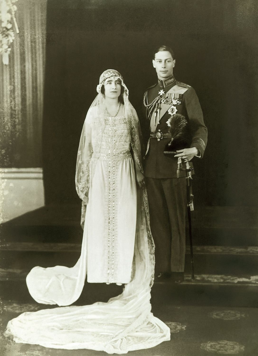 Photograph of the Duke of York and Lady Elizabeth Bowes Lyon on their wedding day