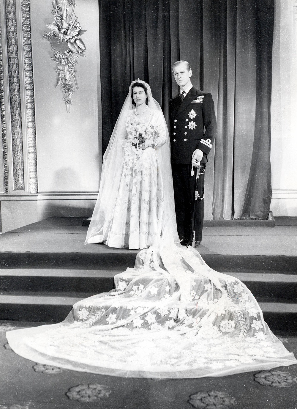 Elizabeth II and Prince Philip on their wedding day 