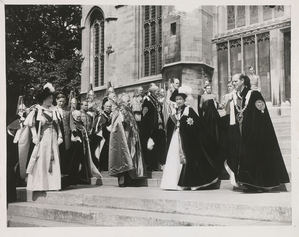 Photo of Princess Elizabeth and Prince Philip at Garter Day 1957