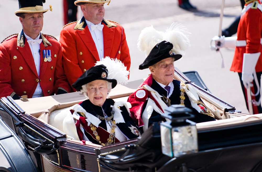 Her Majesty The Queen Elizabeth II and His Royal Highness Prince Philip in a carriage on Garter Day