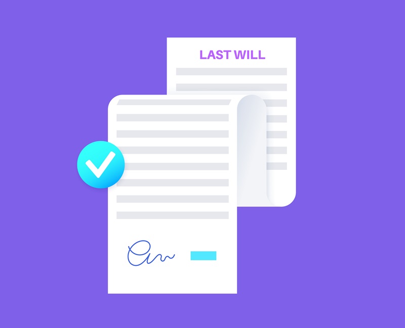 Last will document on a purple background