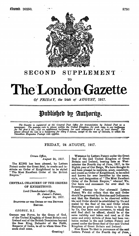 The London Gazette issue