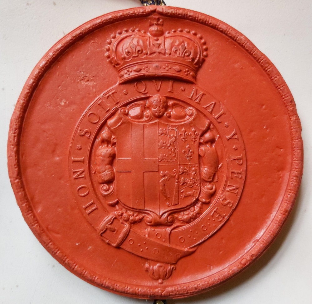 The reverse of the red seal of Princess Elizabeth with Garter arms