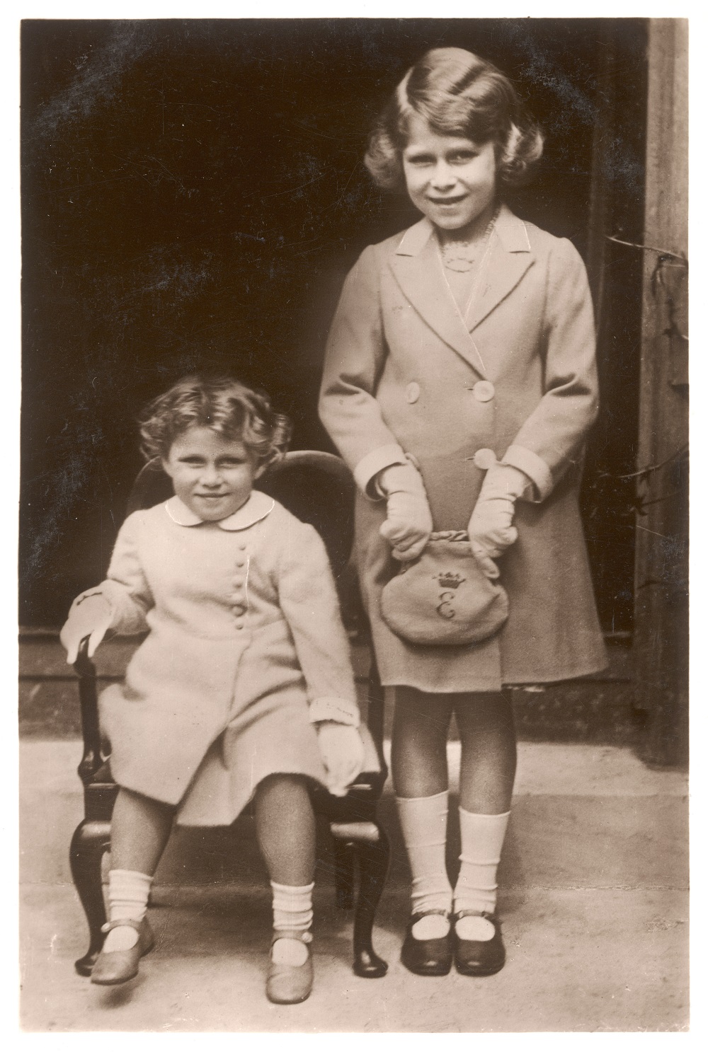Queen Elizabeth II as a child with Princess Margaret