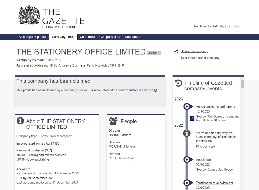TSO Gazette company profile